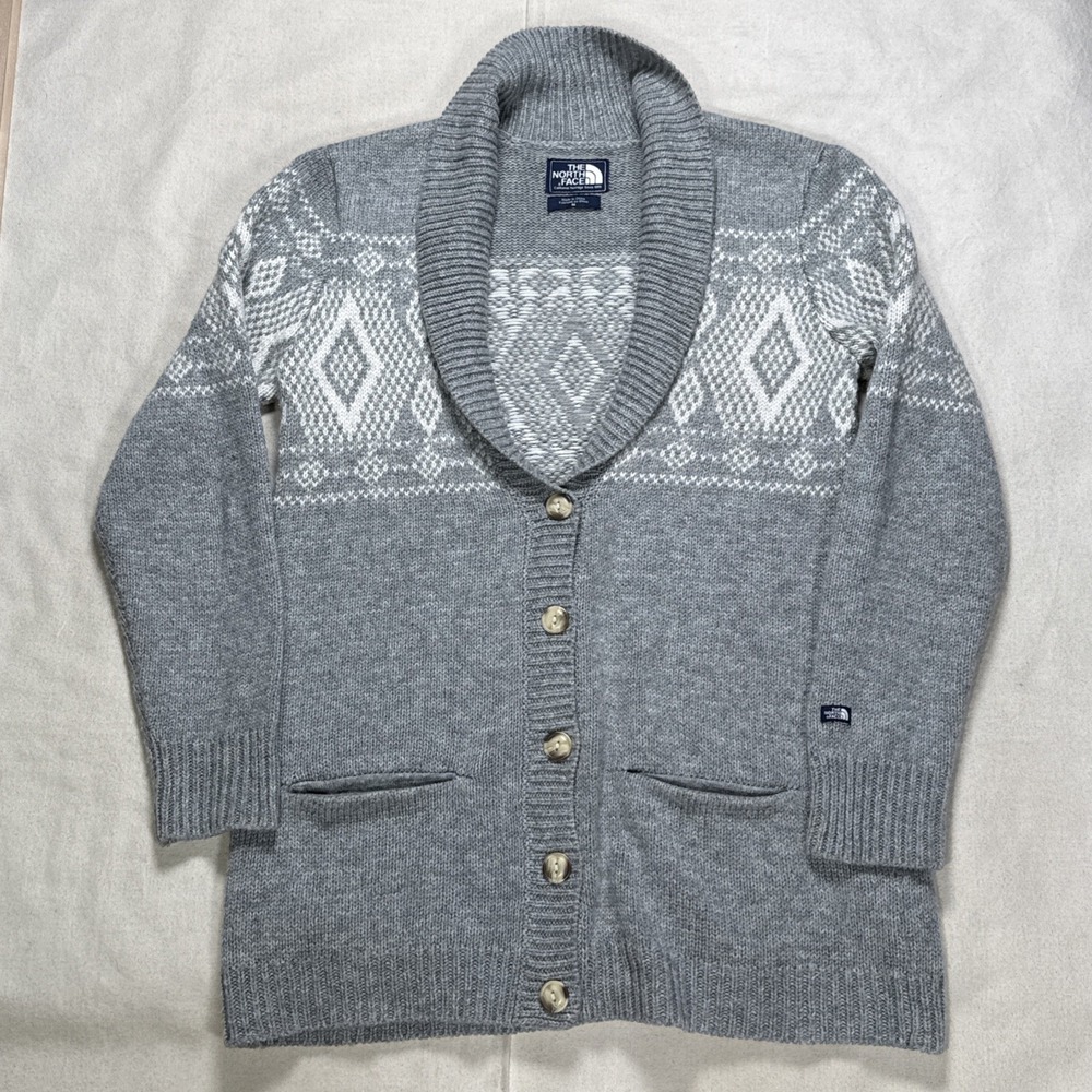 The North Face Cardigan Sweater Fair Isle Shawl Collar Womens Size Medium